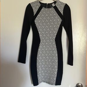 Black and white long sleeve dress